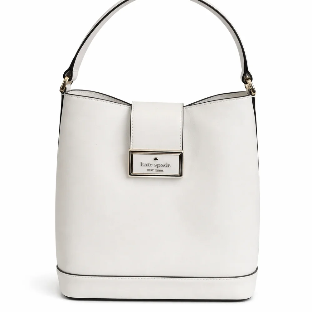 Kate Spade New York White Leather Bucket Bag | Gold Hardware